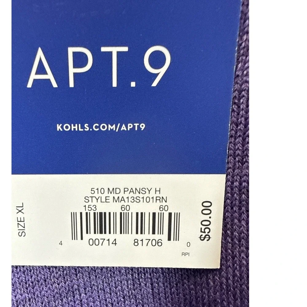 NWT Apt 9 V-Neck Seriously Soft Merino Wool Blend Sweater Mens XL Purple Hipster